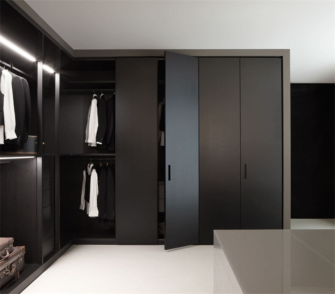 Modern Black Matte Lacquer Wardrobe