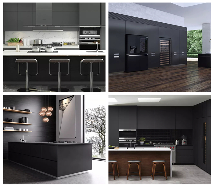 Simple Black Matte Kitchen Cabinet