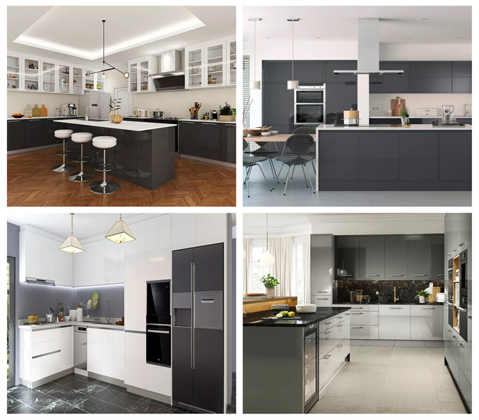 Modular Kitchen Furniture High Gloss Lacquer Finished Kitchen Cabinets