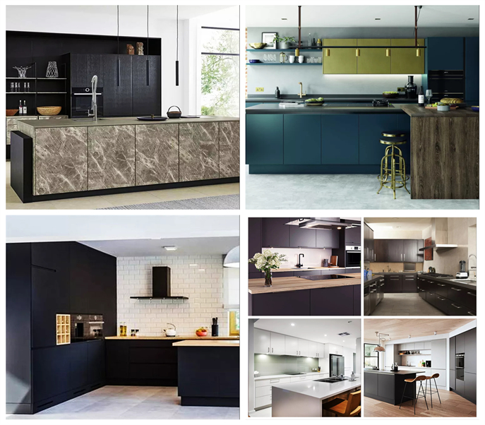 Top Quality Dark Series Matte Lacquer Finished Kitchen Cabinets