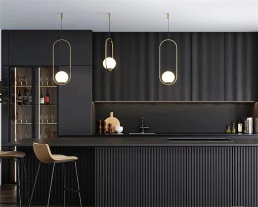 Simple Elegant Modern Dark Wood Kitchen Cabinets With Led Light