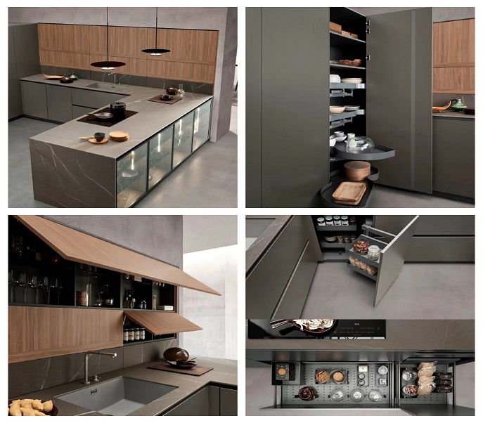 New Design Modern kitchen Cabinets Made of Glass And Wood