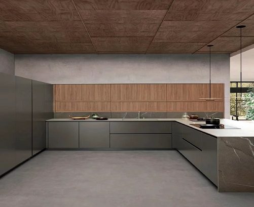 New Design Modern kitchen Cabinets Made of Glass And Wood