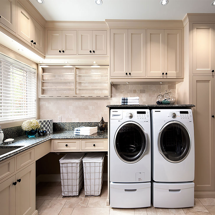 shaker style laundry room cabinet