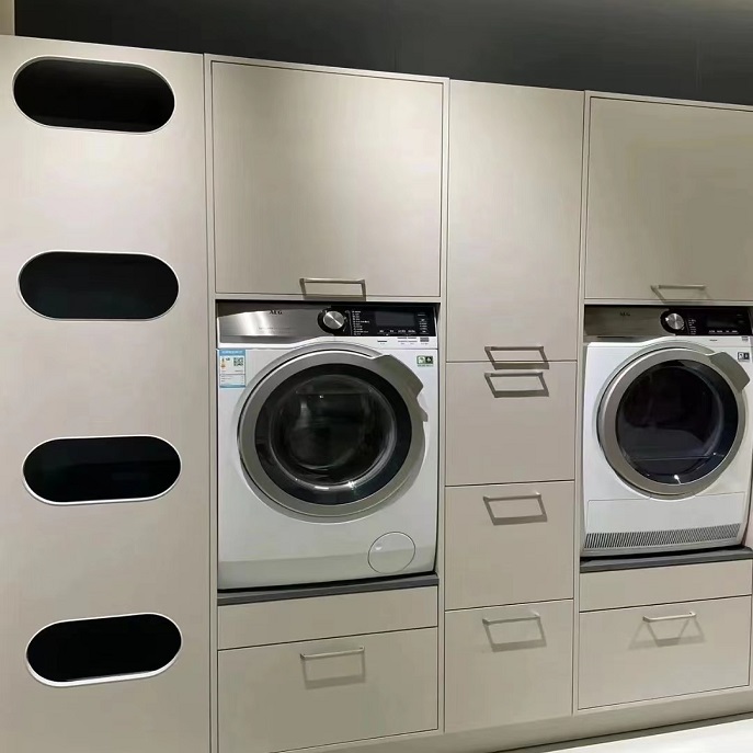 Custom Light Gray Laundry Room Designs