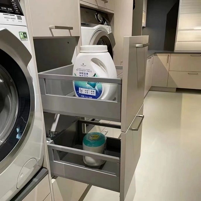 Custom Light Gray Laundry Room Designs