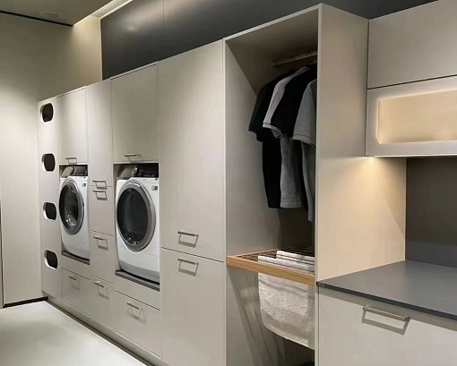 Custom Light Gray Laundry Room Designs