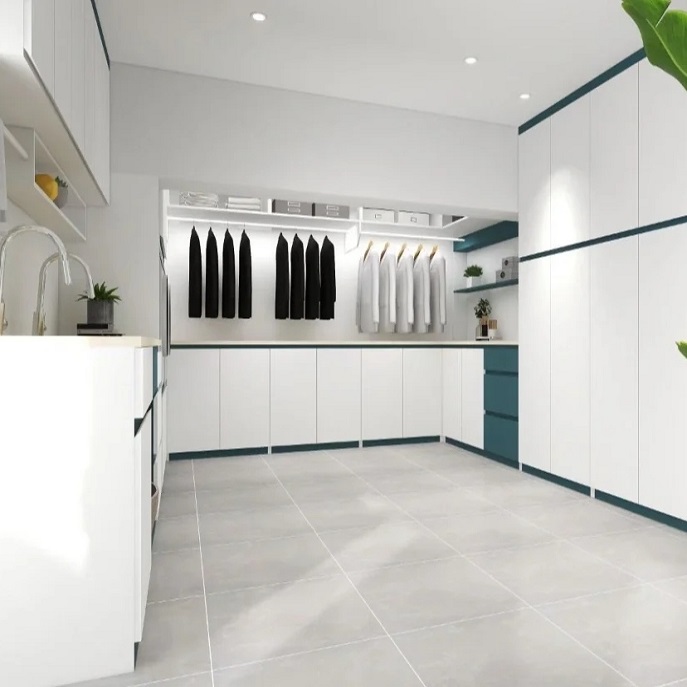 White Large Laundry Room Design Idaes