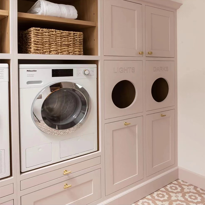 New arrival modern macaron pink Laundry room cabinet