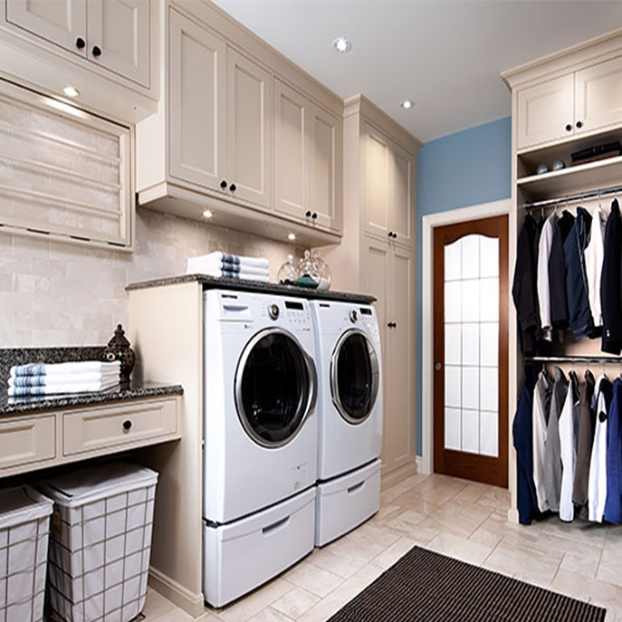 shaker style laundry room cabinet