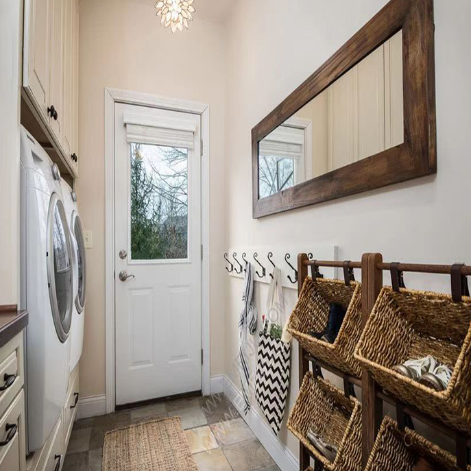 Laundry room closet cabinets with white color