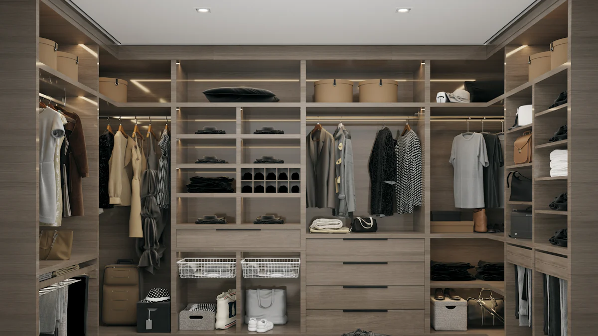 Consider the innovative concept of an open wardrobe system.